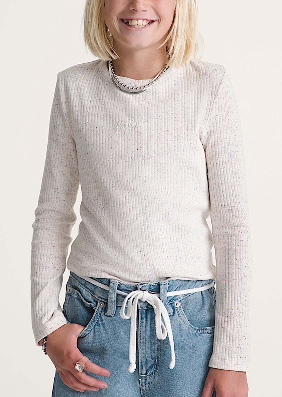 Vans Junior Teri Confetti Rib Long Sleeve Marshmallow