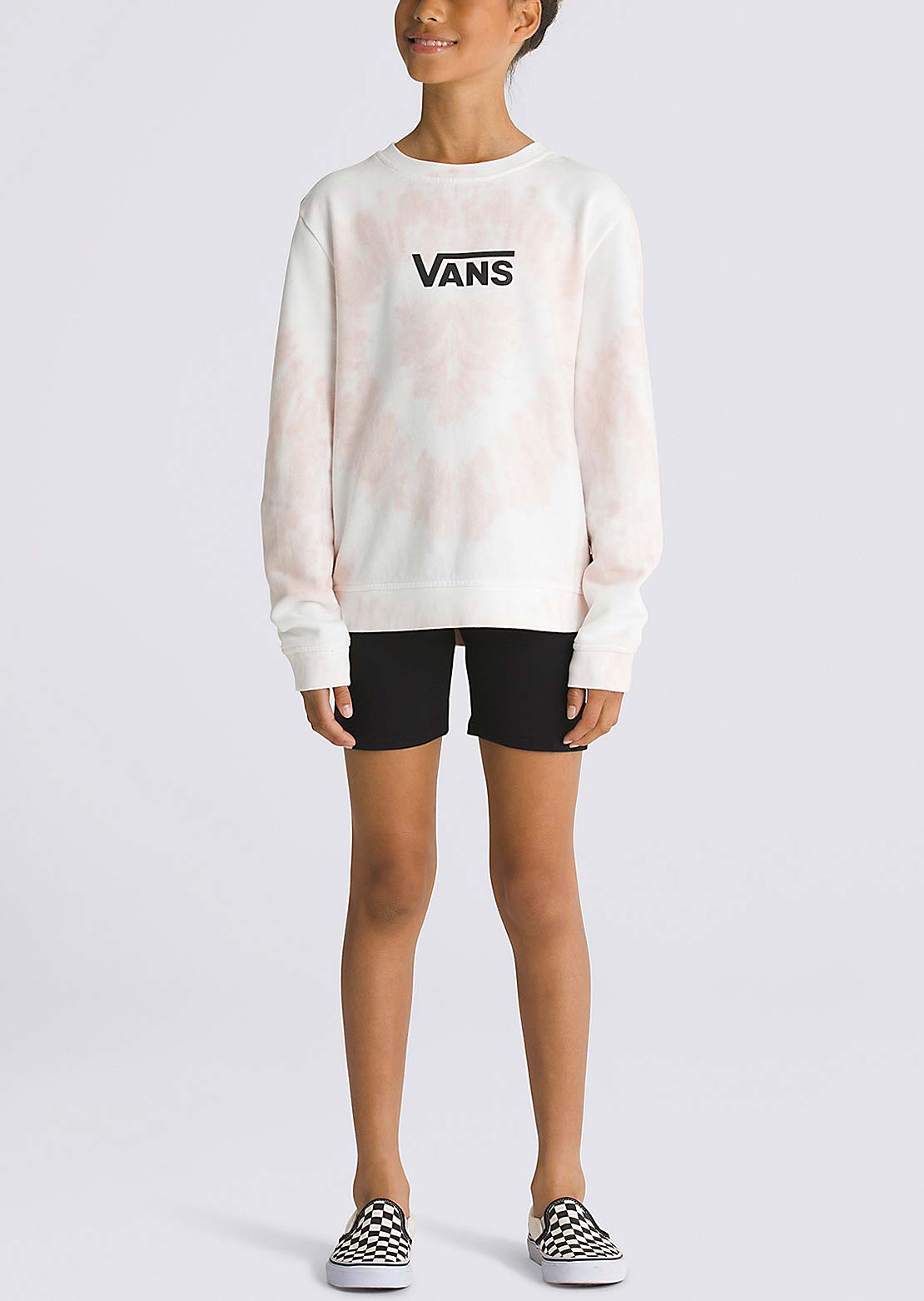 Vans Junior Tie Dye Heart Crew Pullover Chintz Rose