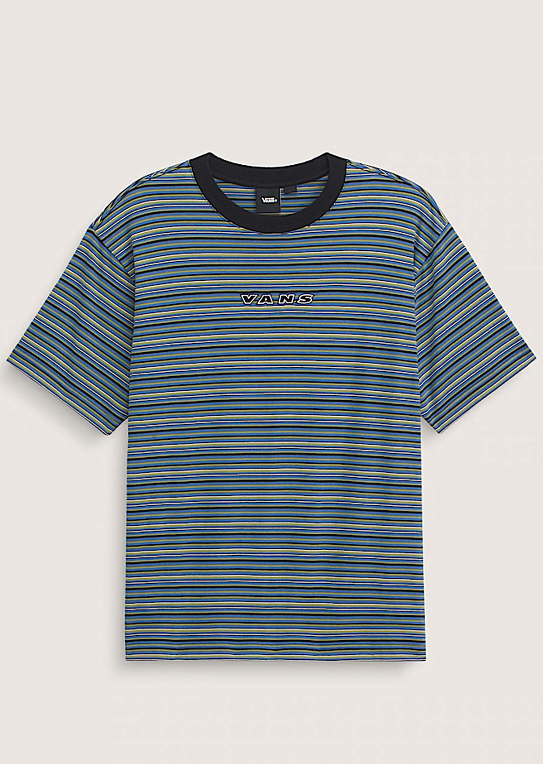 Vans Men's Cameron Stripe Knit T-Shirt Black/True Blue
