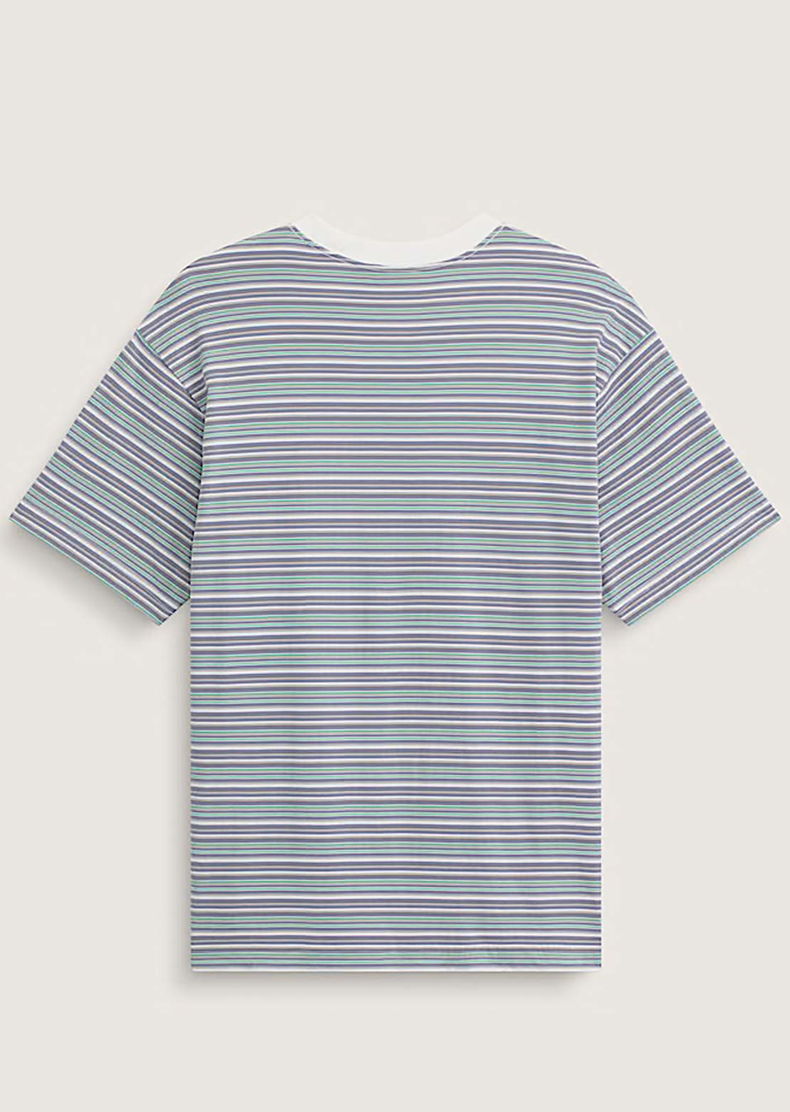 Vans Men's Cameron Stripe Knit T-Shirt Marshmallow White/Glacial Slate