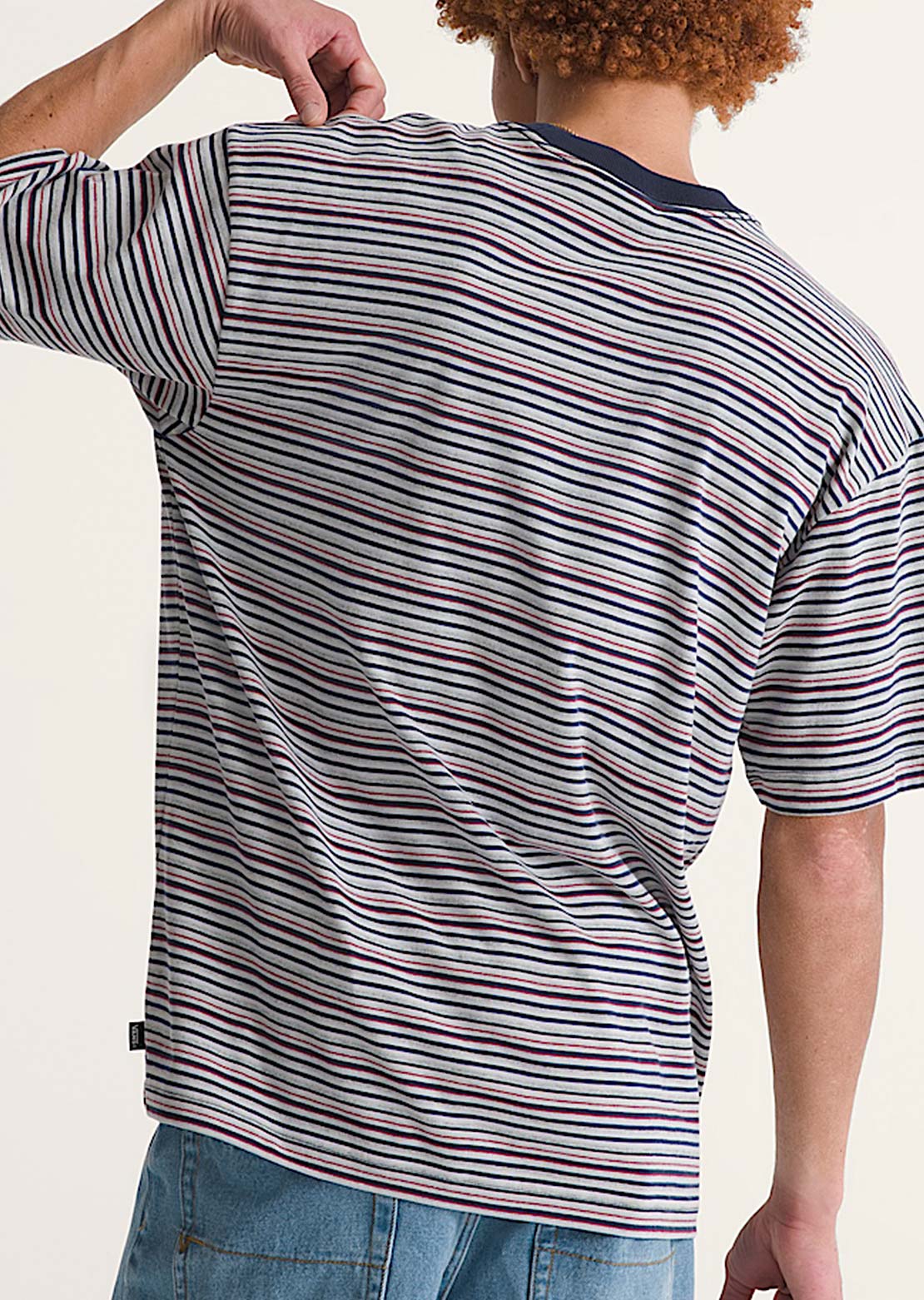 Vans Men's Cameron Stripe Knit T-Shirt Parisian Night/Cement Heather