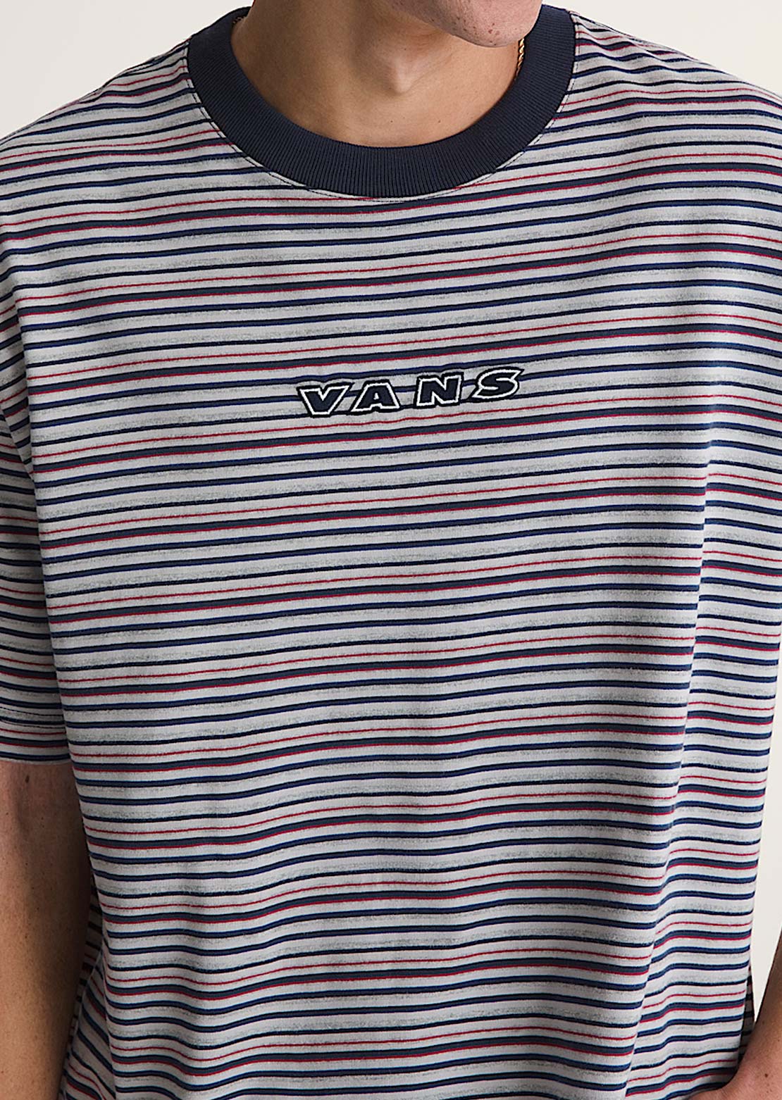 Vans Men's Cameron Stripe Knit T-Shirt Parisian Night/Cement Heather
