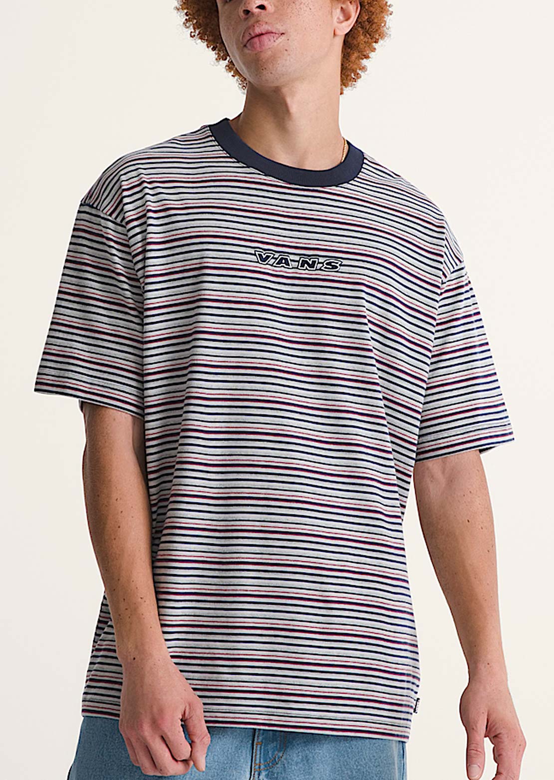 Vans Men's Cameron Stripe Knit T-Shirt Parisian Night/Cement Heather