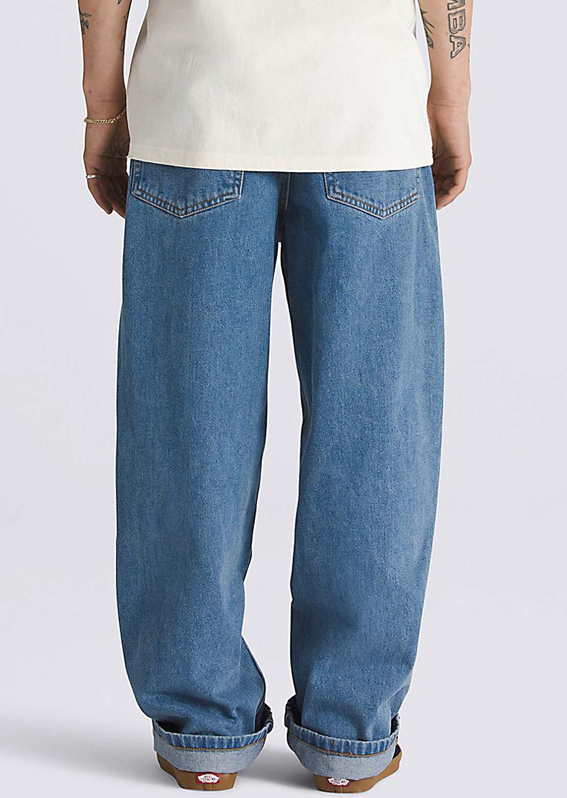 Vans Men&#39;s Check-5 Baggy Denim Pant Stonewash Blue