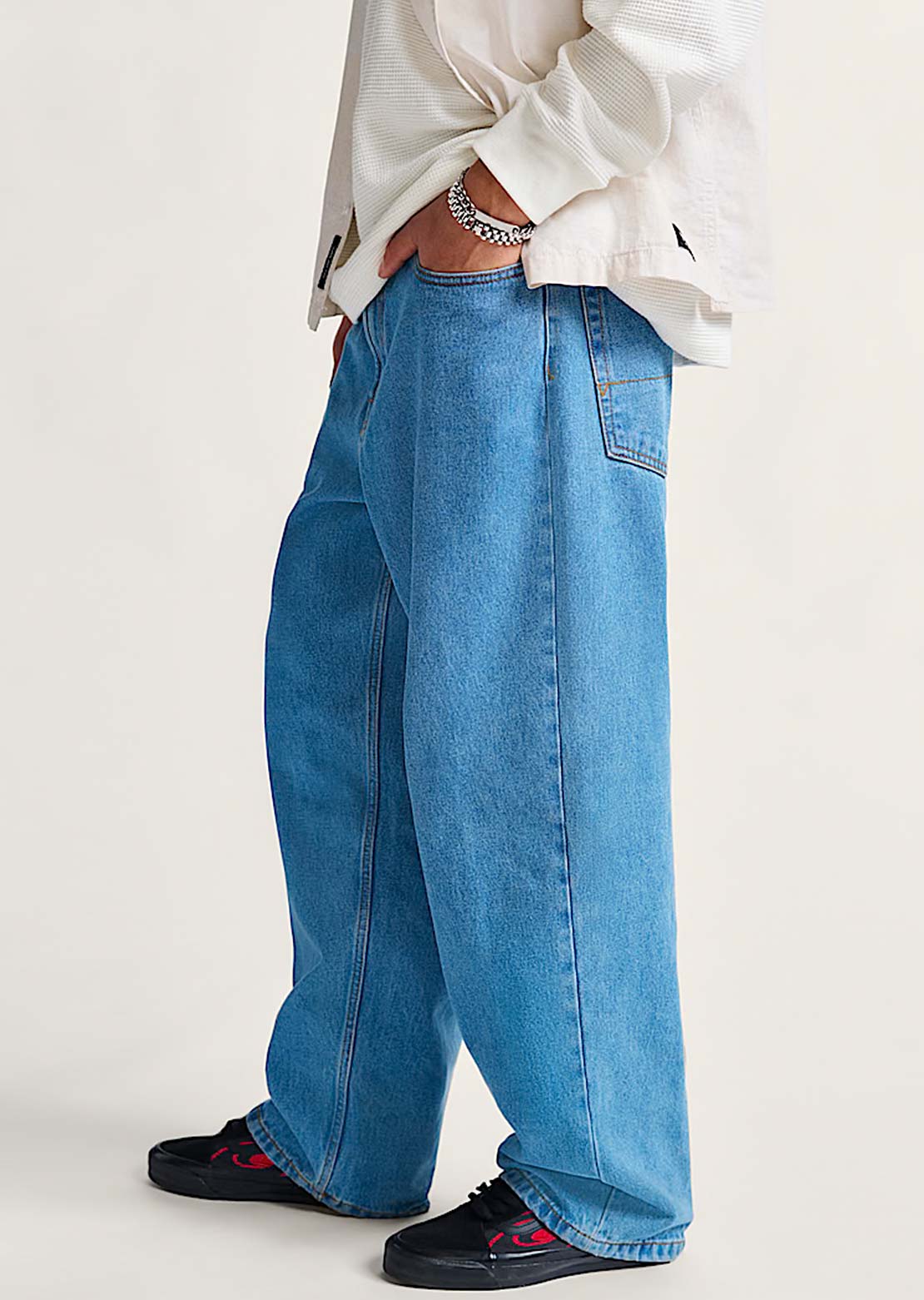 Vans Men's Check-5 Baggy Denim Pants Stonewash Blue