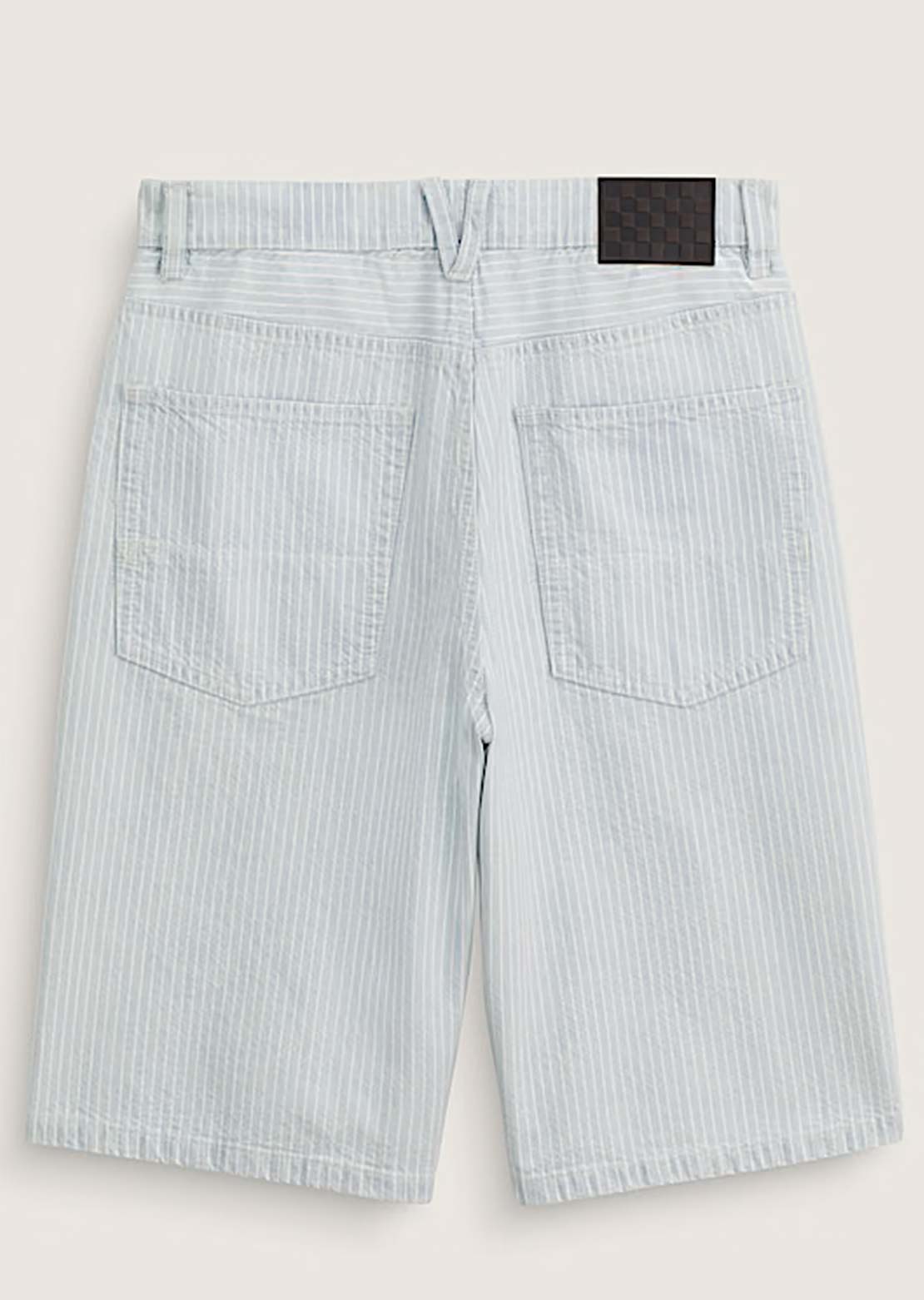 Vans Men's Check-5 Baggy Striped Denim Shorts Blue Ice Striped