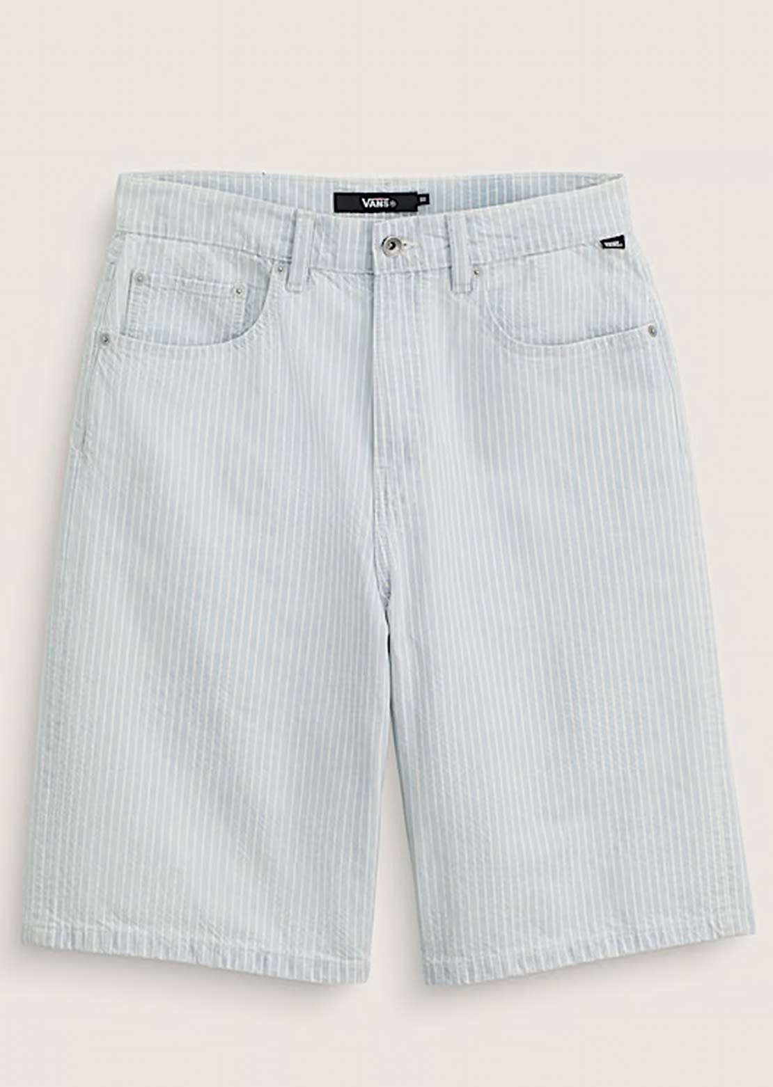 Vans Men's Check-5 Baggy Striped Denim Shorts Blue Ice Striped