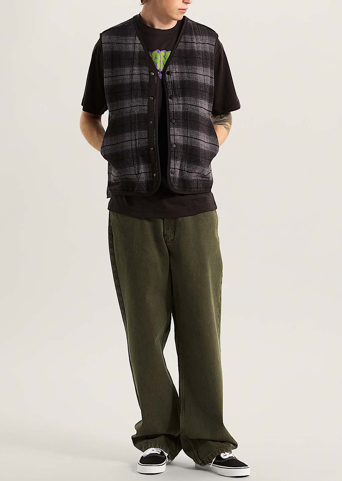 Vans Men's Check-5 Loose Denim Pants Mossy Olive