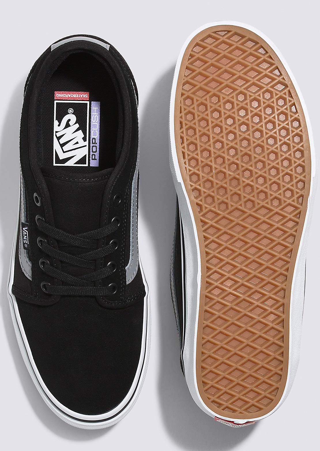 Vans Men&#39;s Chukka Low Sidestripe Shoes Black/Gray/White