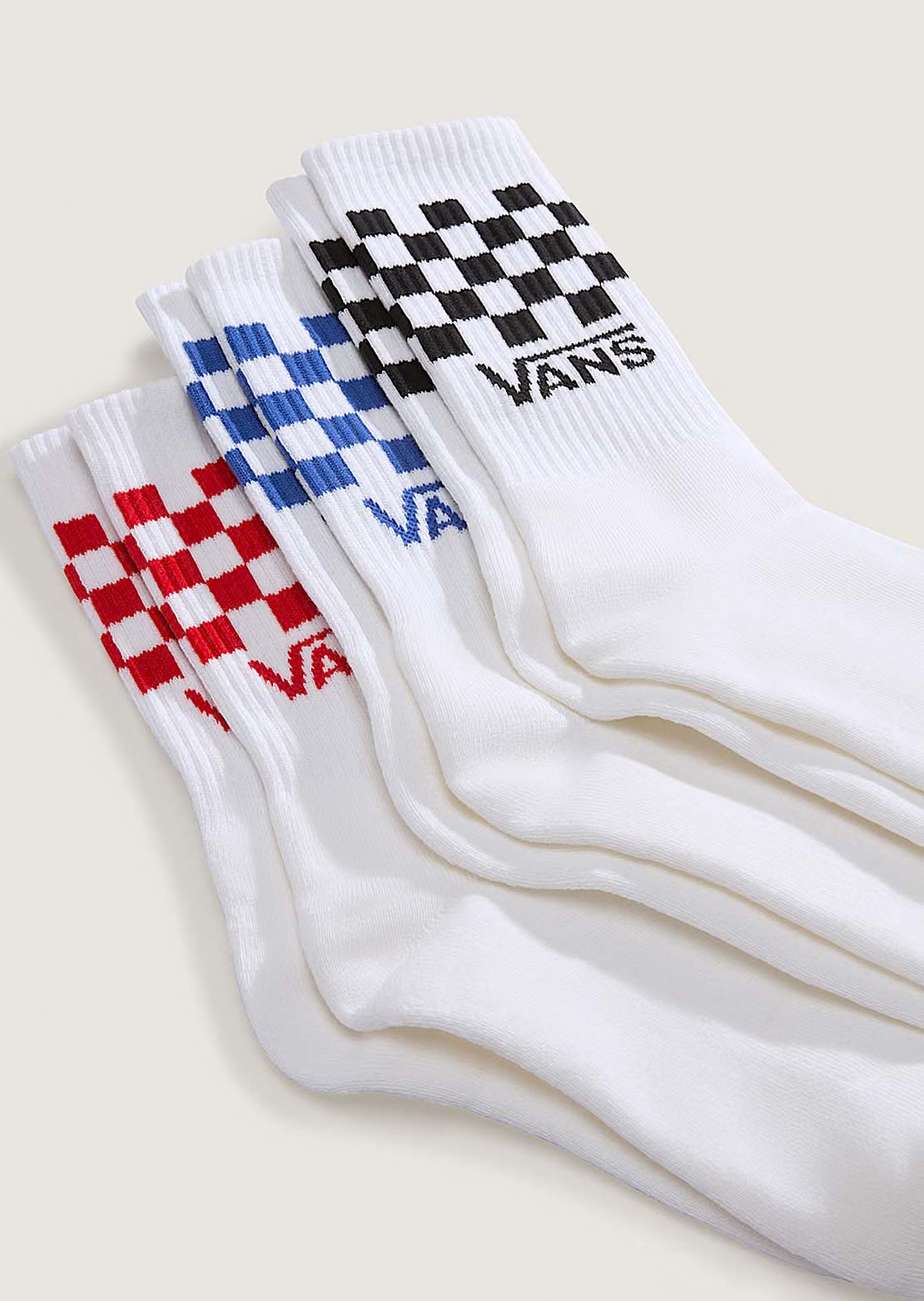 Vans Men's Classic Check Crew Socks White