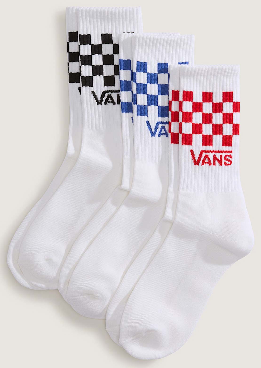 Vans Men's Classic Check Crew Socks White