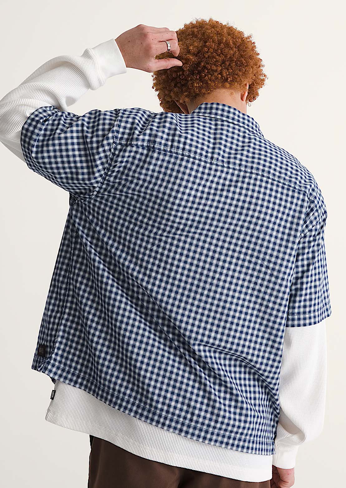 Vans Men's Larkspur Mini Plaid Button Up Shirt Deep Indigo