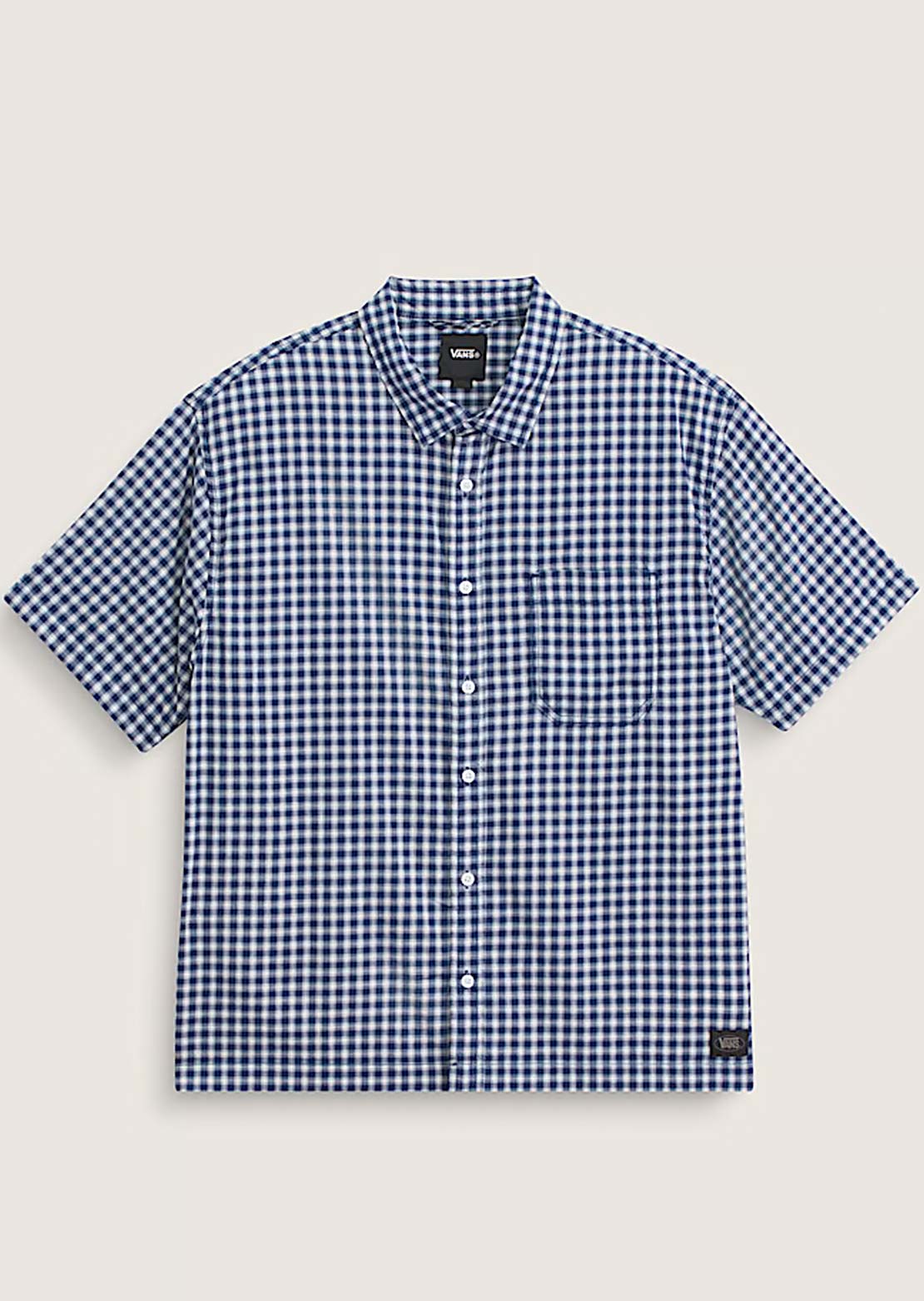 Vans Men's Larkspur Mini Plaid Button Up Shirt Deep Indigo
