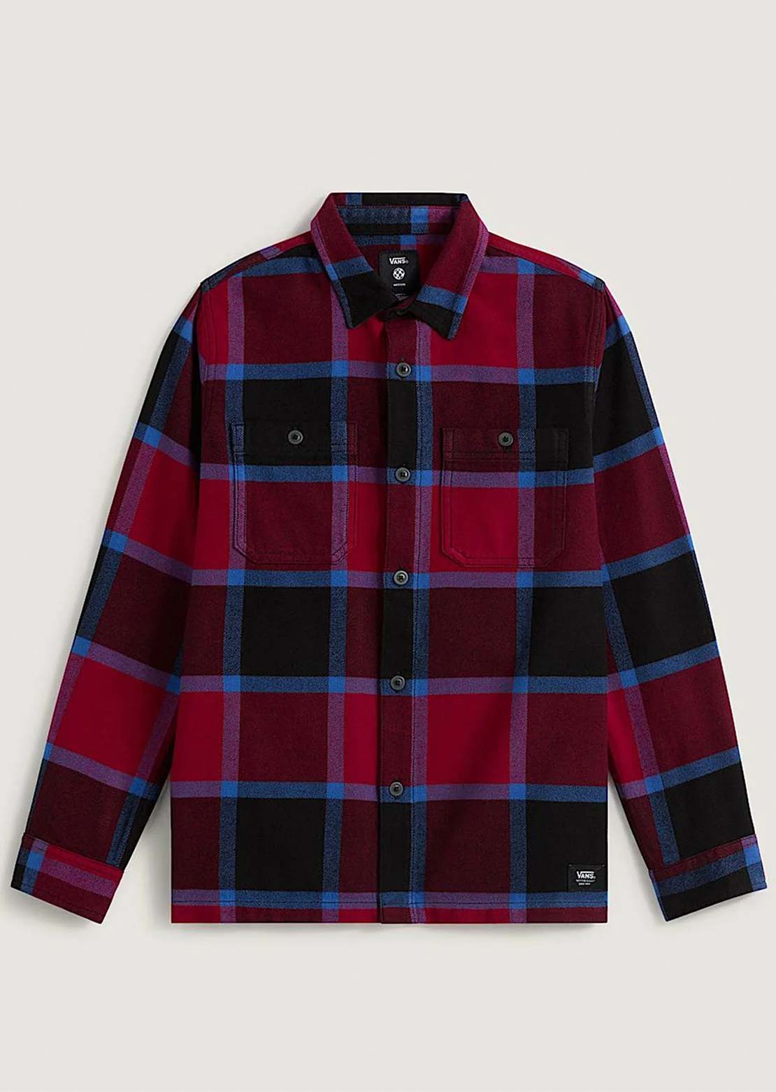 Vans Men's Larkspur Plaid Flannel Button Up Shirt Bordeaux/Black