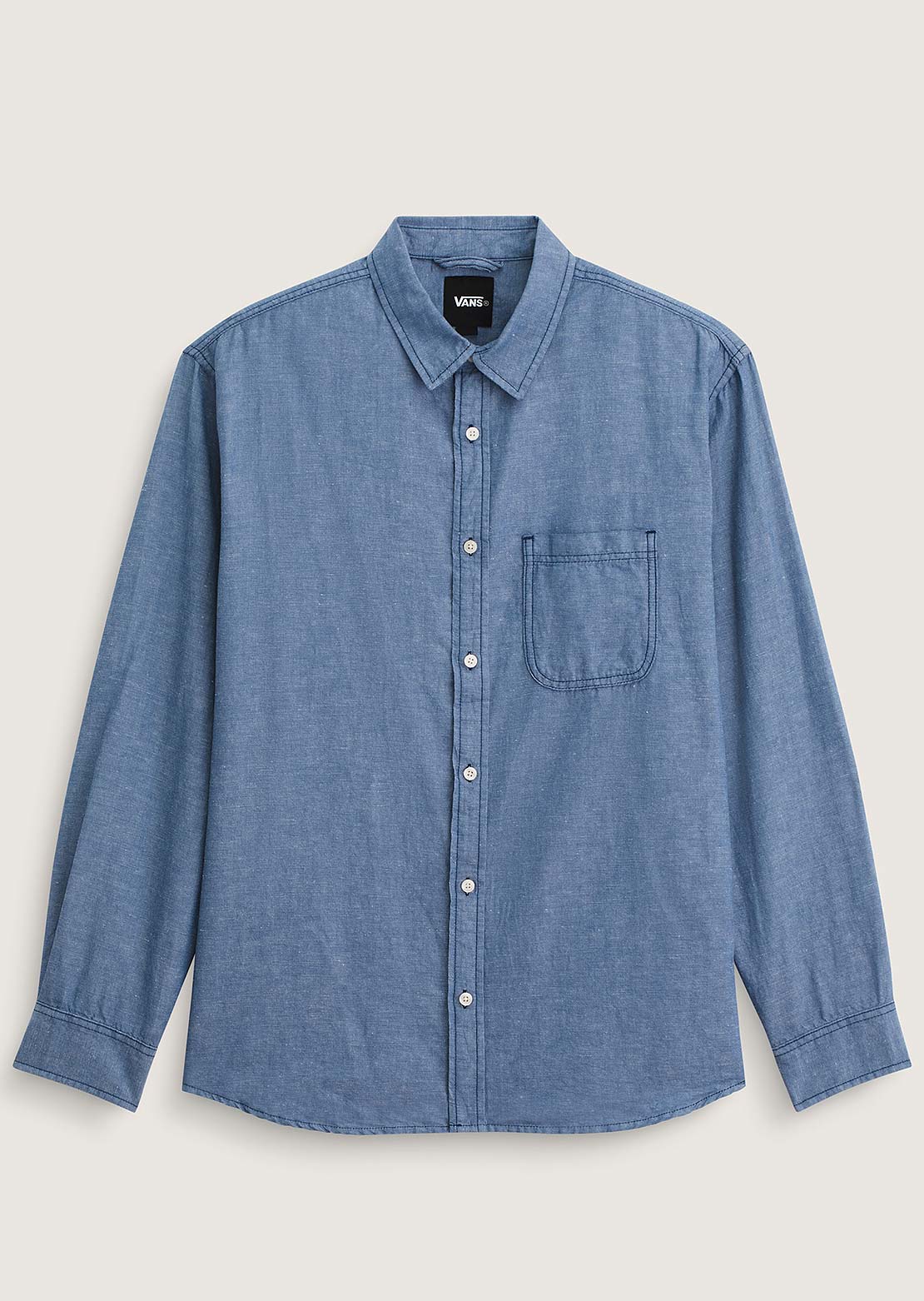 Vans Men's Lawson Solid Oxford Long Sleeve Button Up Shirt True Navy