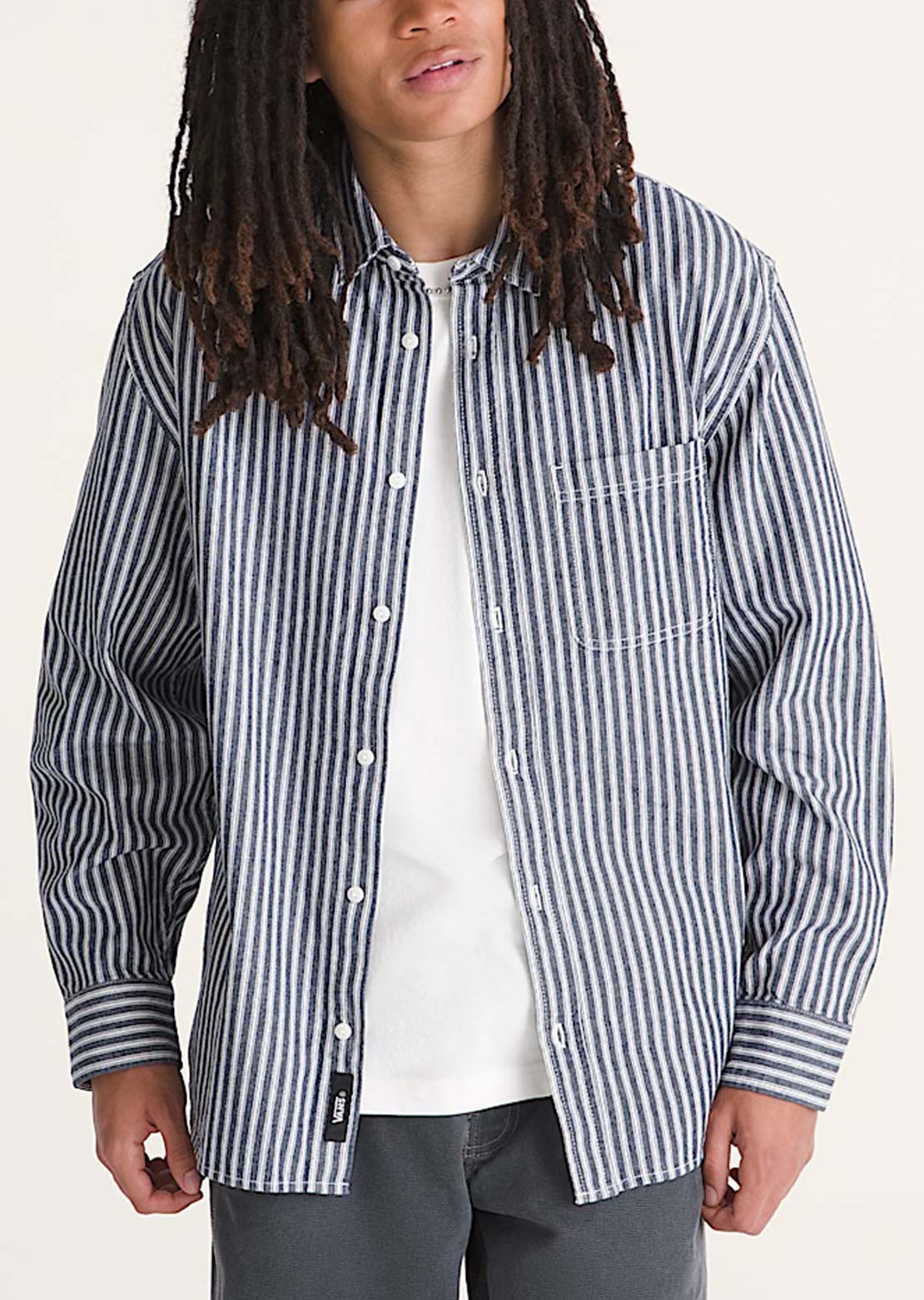 Vans Men's Lawson Work Stripe Long Sleeve Button Up Shirt