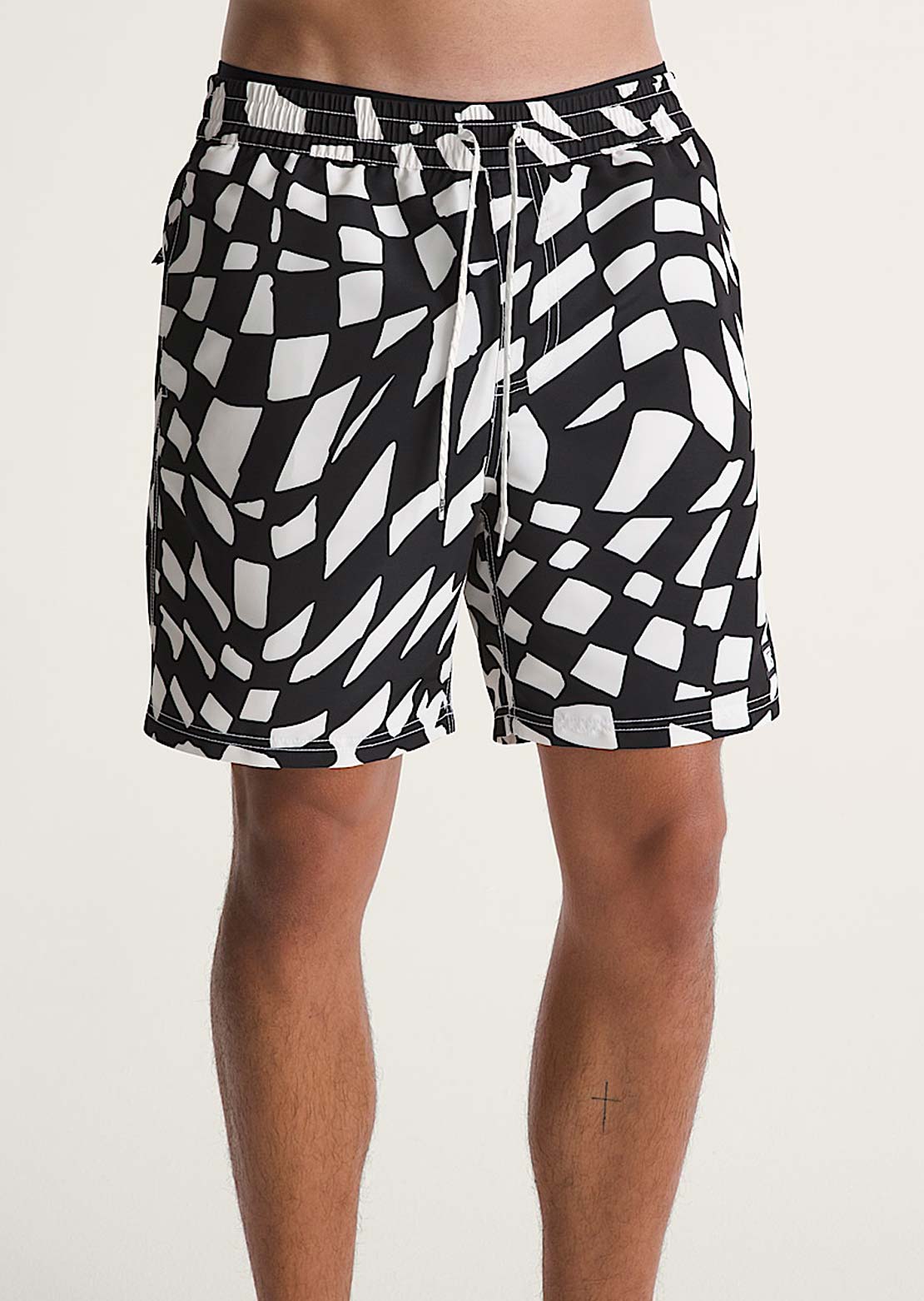 Vans Men's Primary II Elastic Printed Boardshorts Black/White