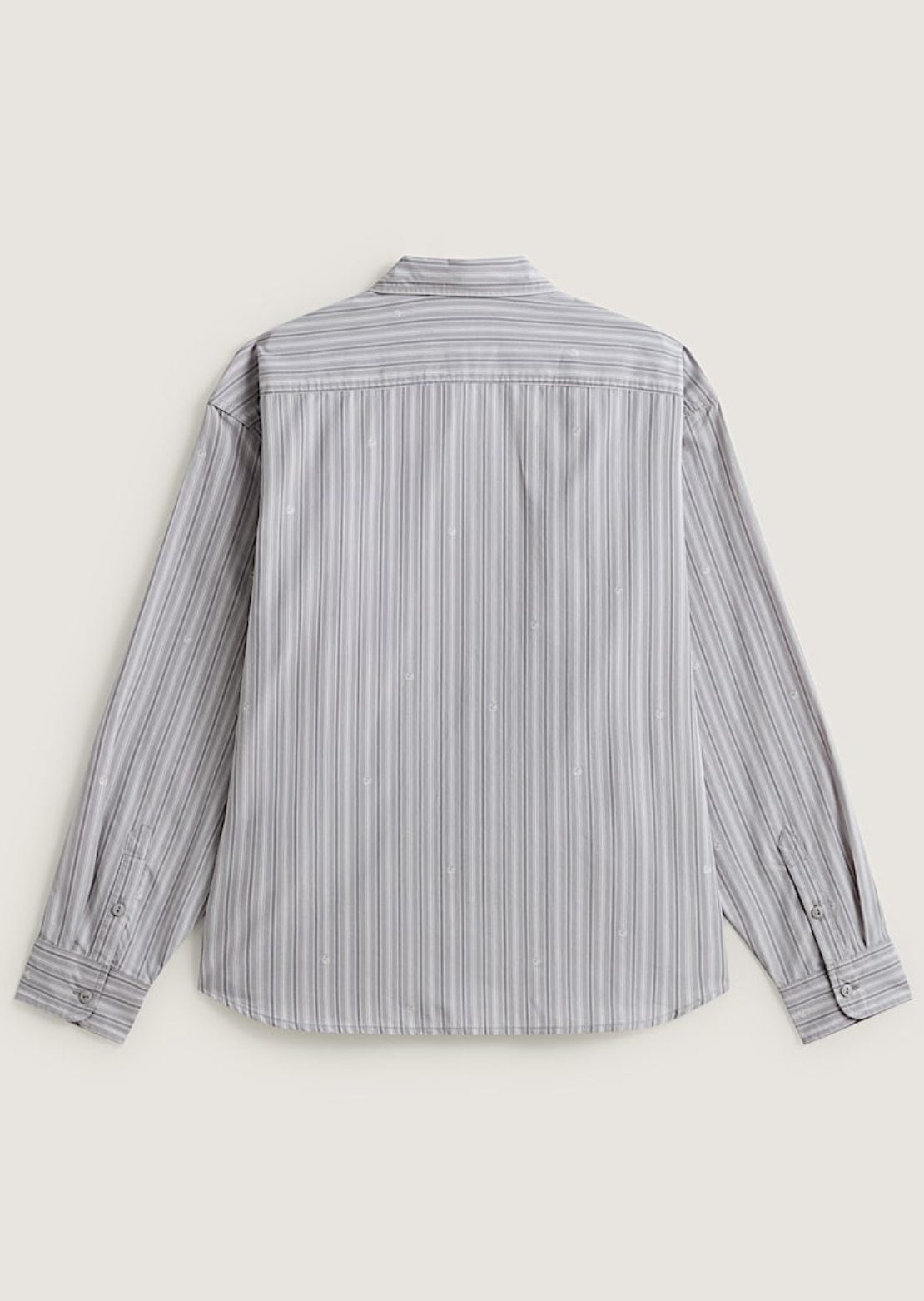 Vans Men's Rowan Stripe Long Sleeve Woven Button Up Shirt Light Grey