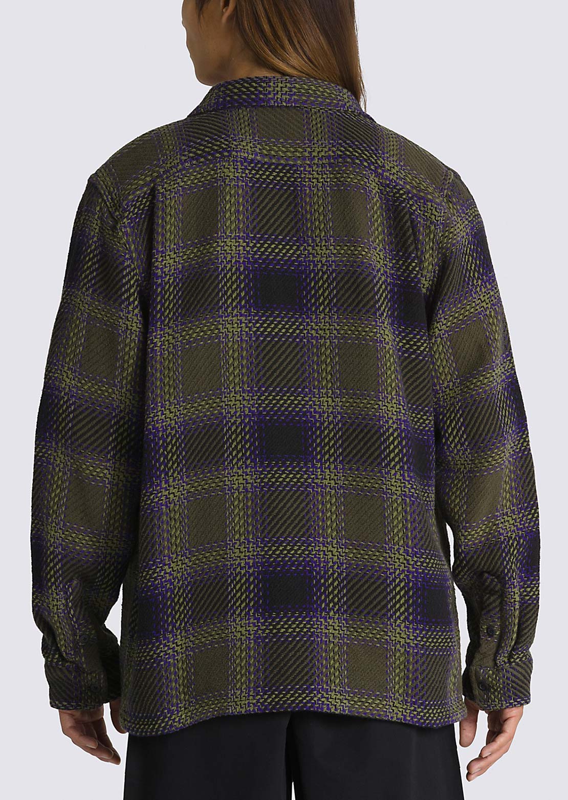 Vans Men&#39;s Saviano Woven Long Sleeve Black/Grape Leaf
