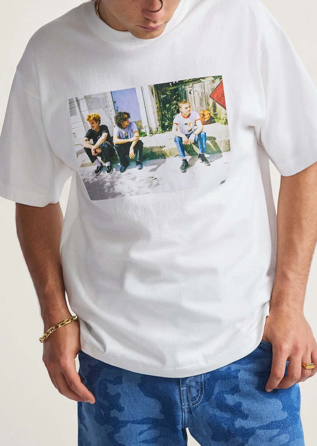 Vans Men's Skate Atiba Haze Curb Crewneck T-Shirt White