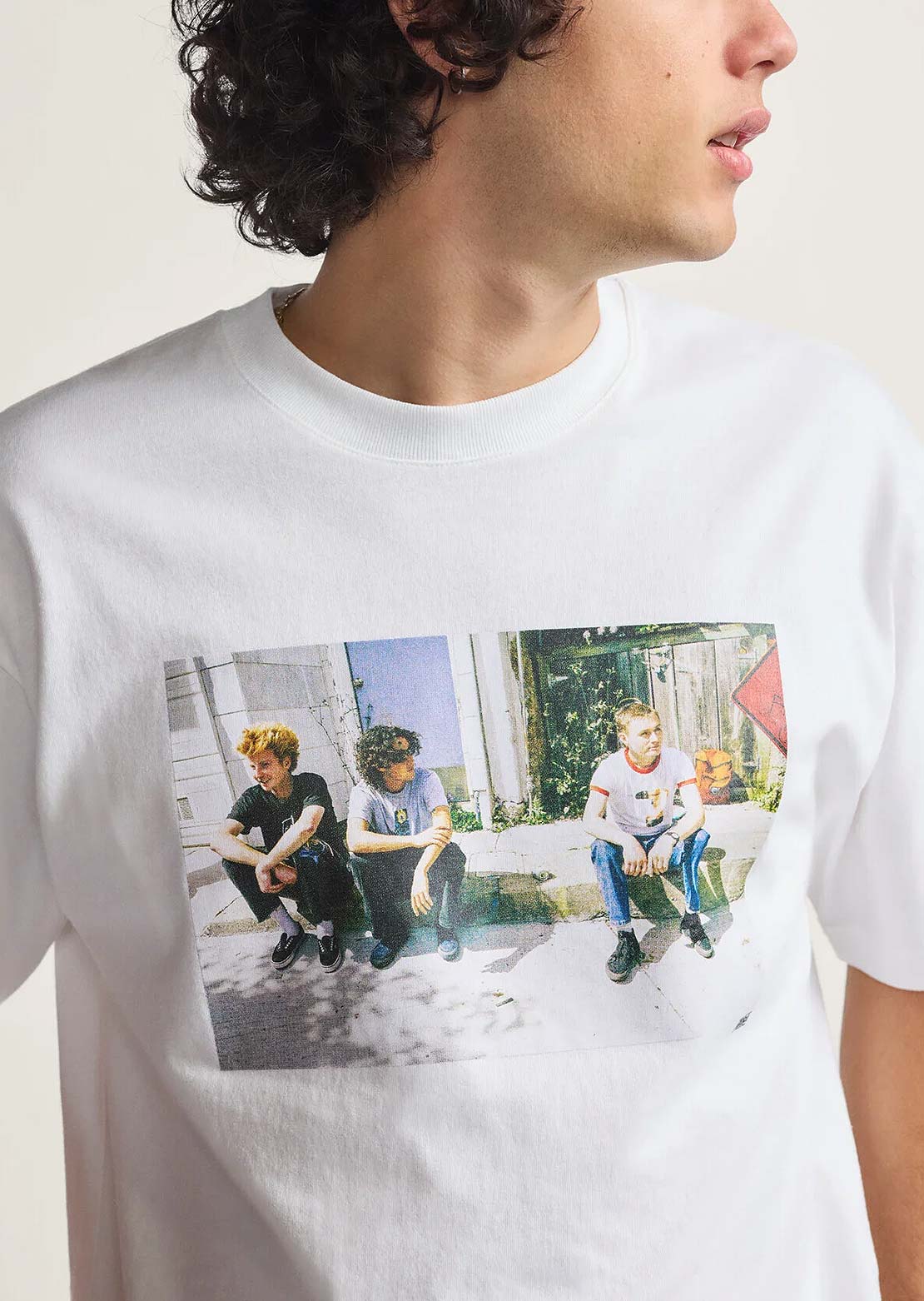 Vans Men's Skate Atiba Haze Curb Crewneck T-Shirt White