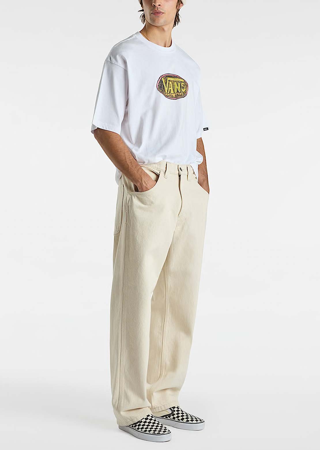 Vans Mens Skate Check-5 Loose Denim Pants Natural