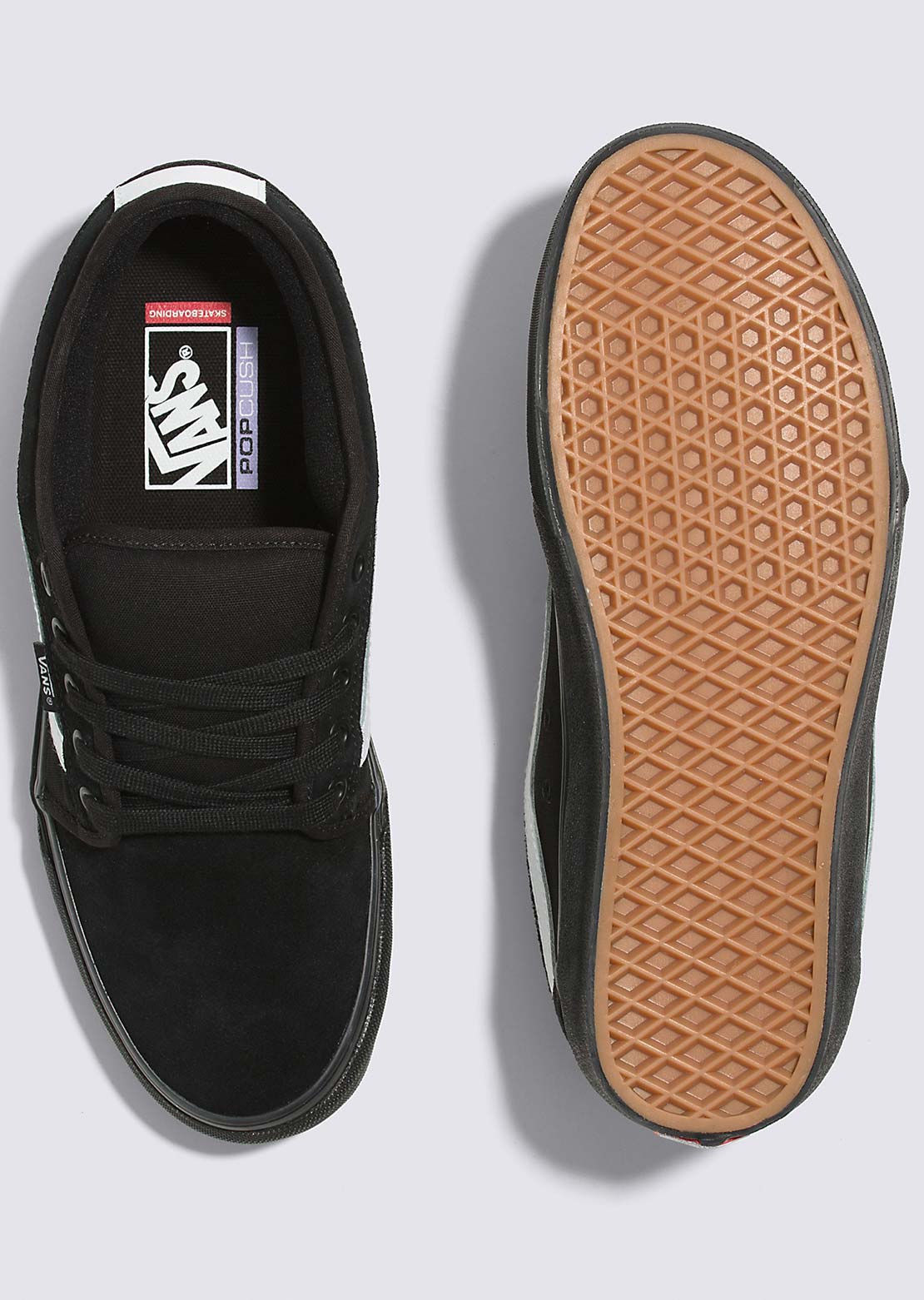Vans Men's Skate Chukka Low Sidestripe Shoes Black/Black/White