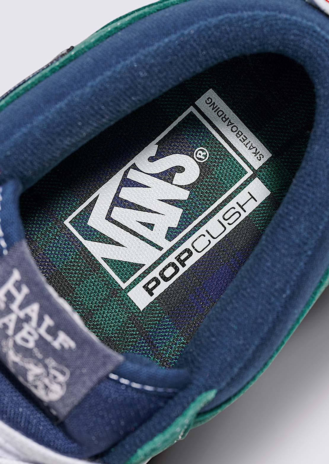 Vans Men's Skate Half Cab Shoes Tartan Blue/Green