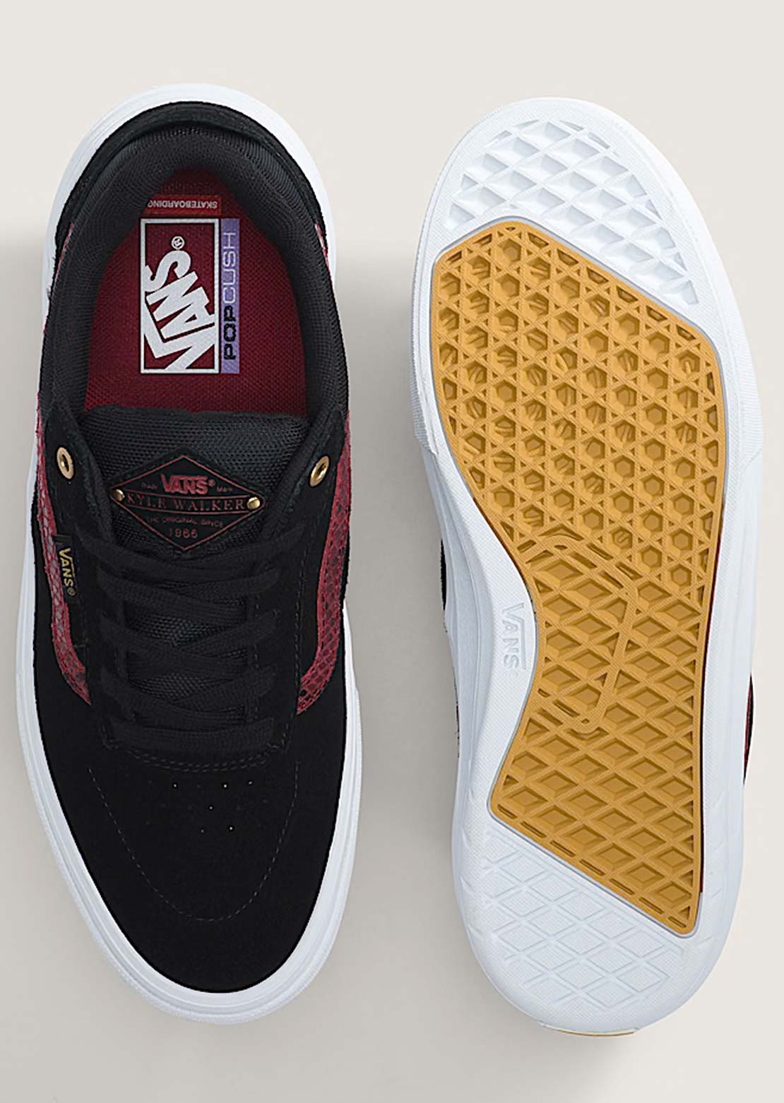 Vans Men's Skate Kyle Walker WaffleCup Shoes (Python) Black
