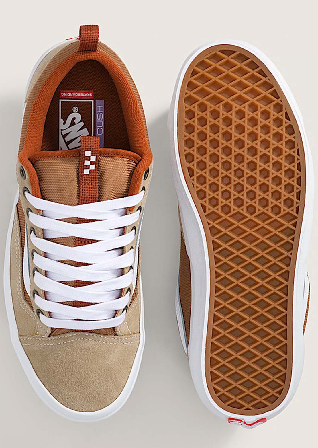 Vans Men's Skate Old Skool 36+ Plus Shoes Khaki/Burnt Orange
