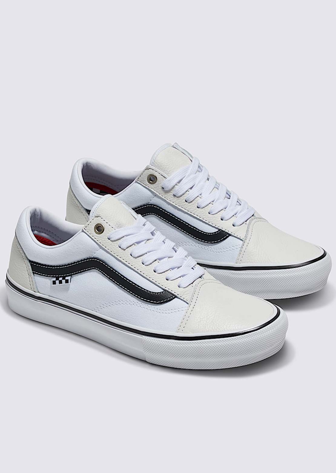 Vans Men's Skate Old Skool Leather Shoes White/White