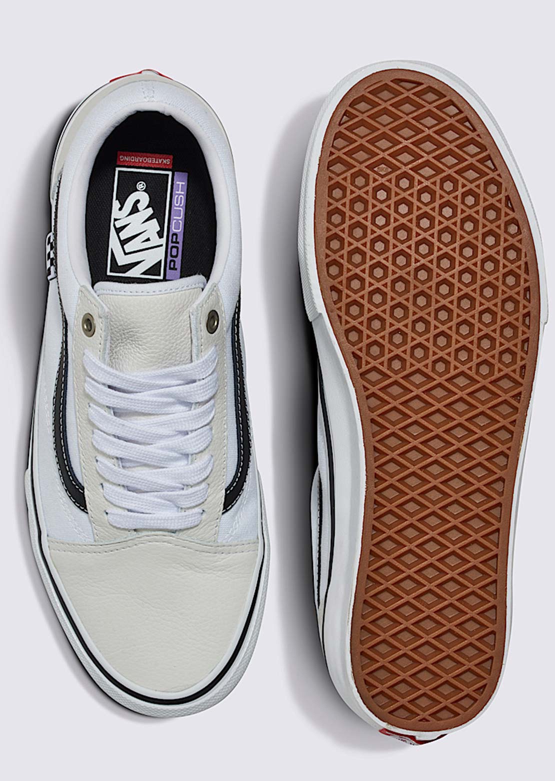 Vans Men's Skate Old Skool Leather Shoes White/White