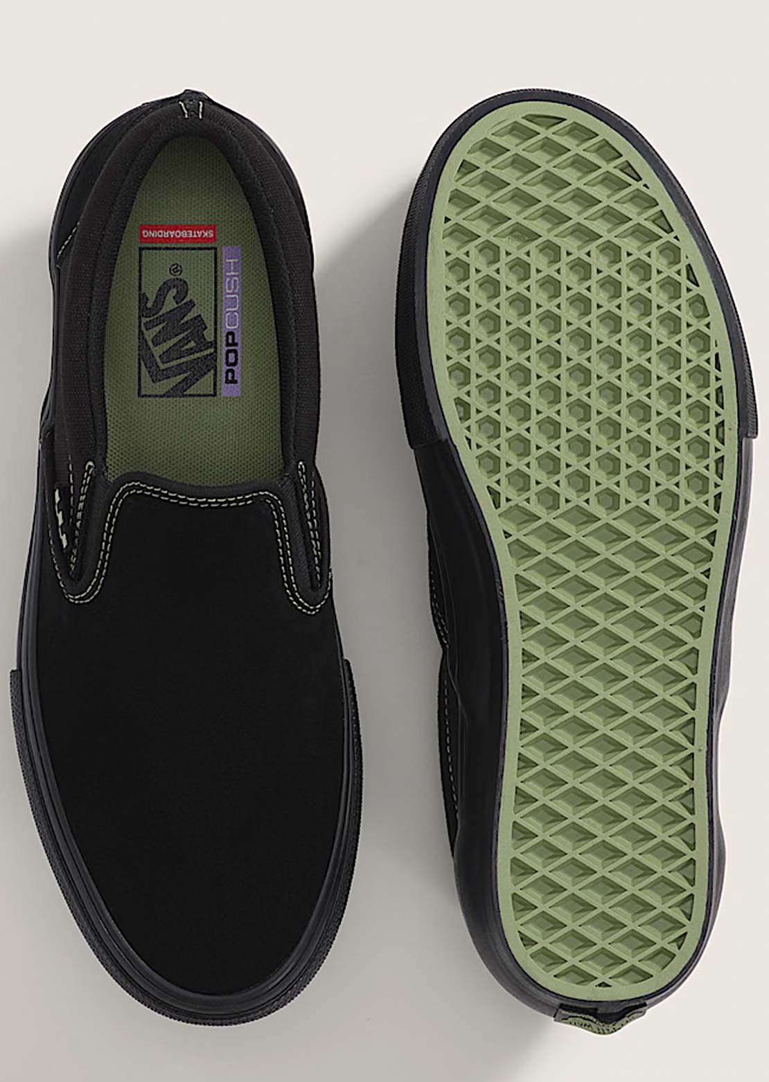 Vans Men's Skate Slip-On Shoes Black/Black/Olive