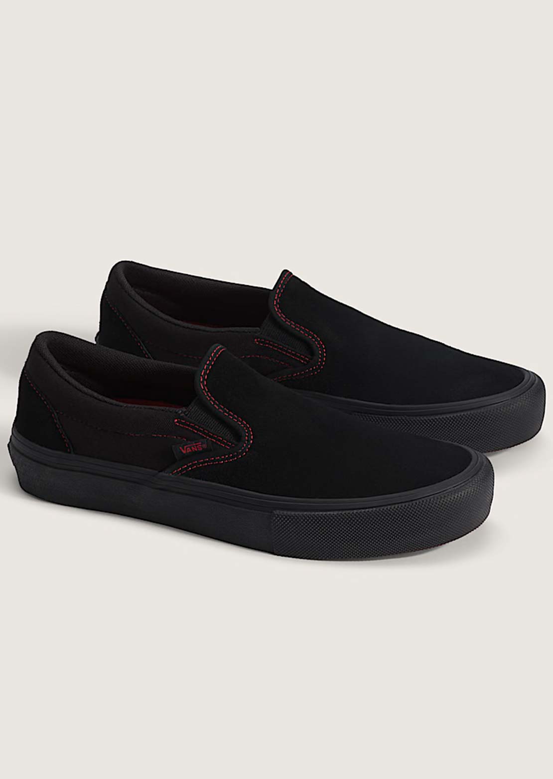 Vans Men's Skate Slip-On Shoes Black/Black/Red