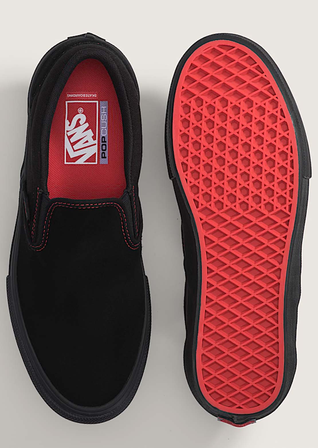Vans Men's Skate Slip-On Shoes Black/Black/Red