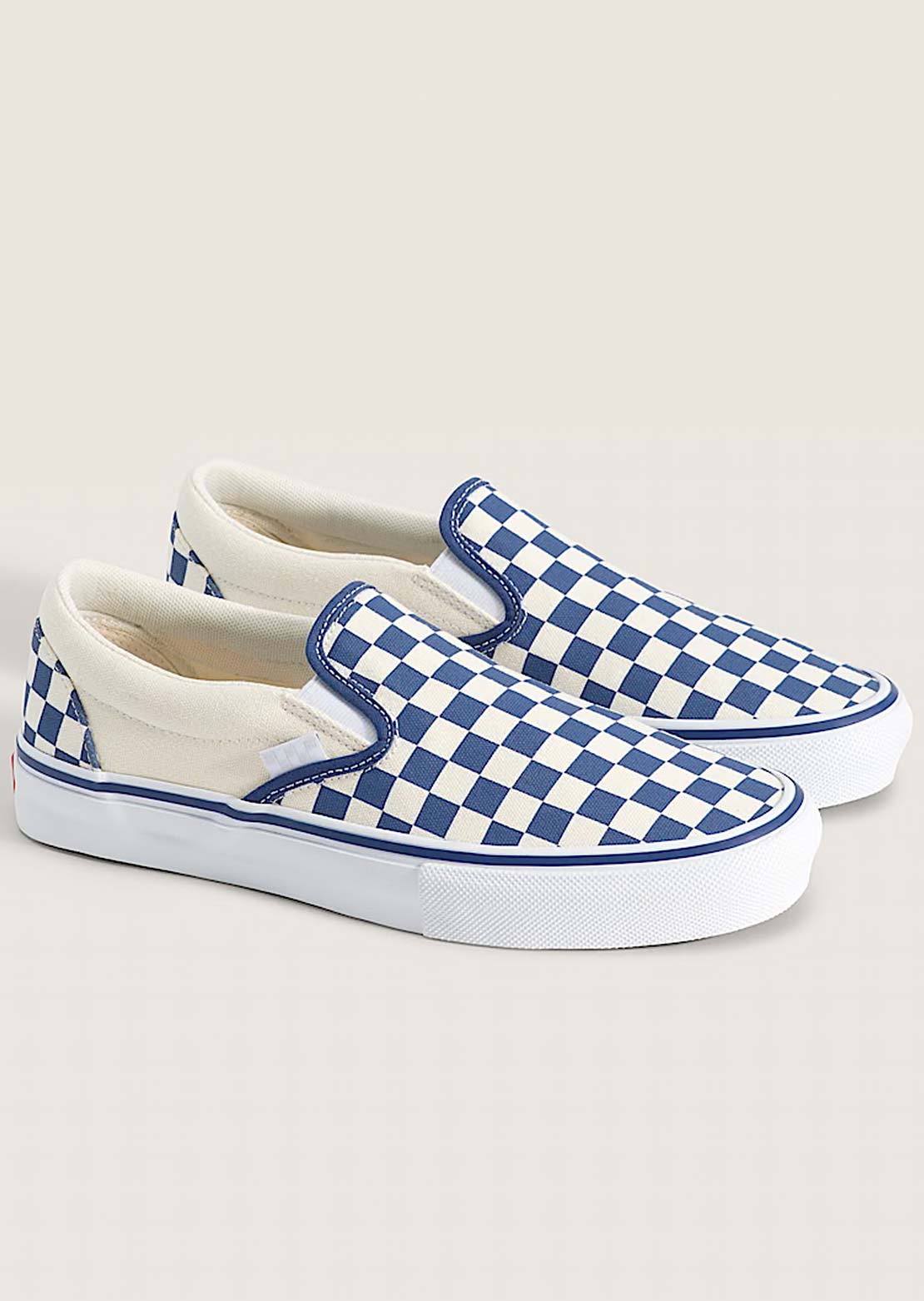 Vans Men's Skate Slip-On Shoes Blue Checkerboard