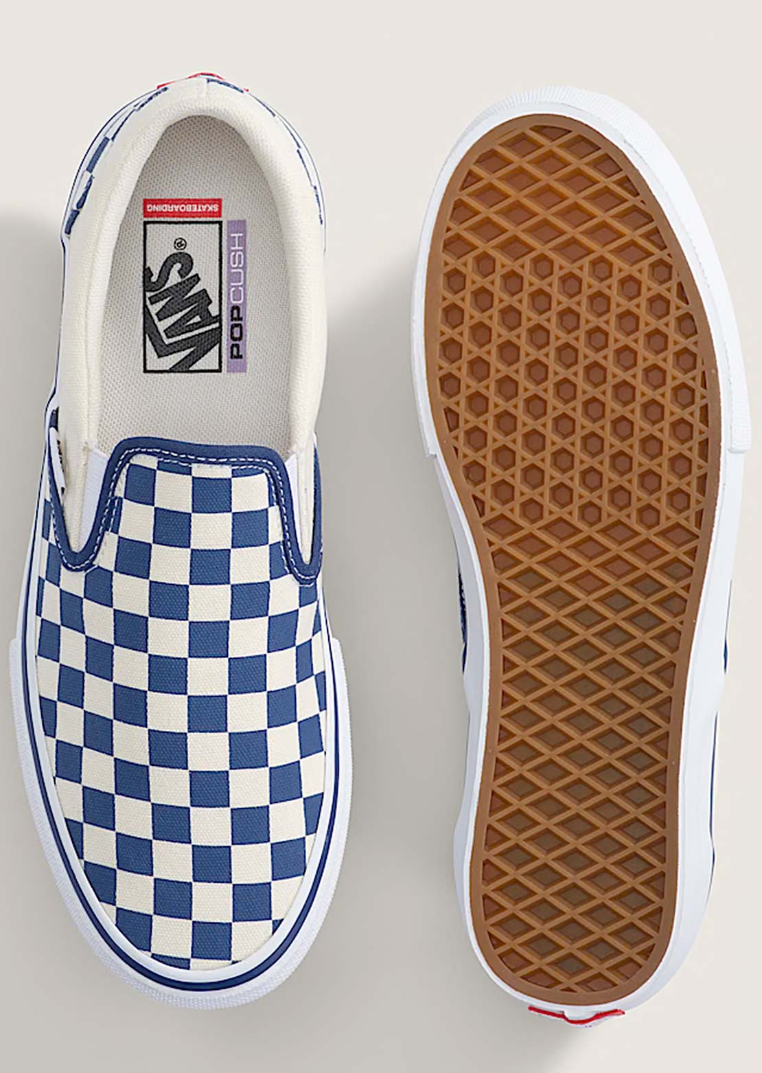 Vans Men's Skate Slip-On Shoes Blue Checkerboard