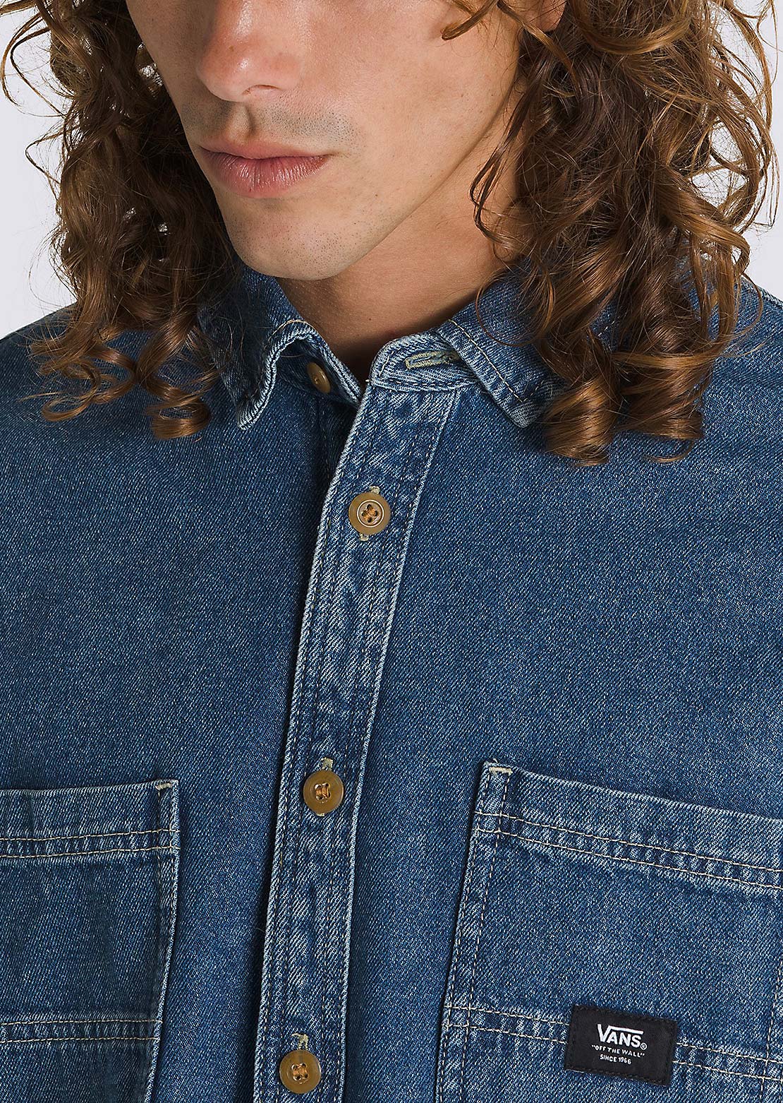 Vans Men's Stevens Denim Woven Button Up Shirts Vintage Indigo