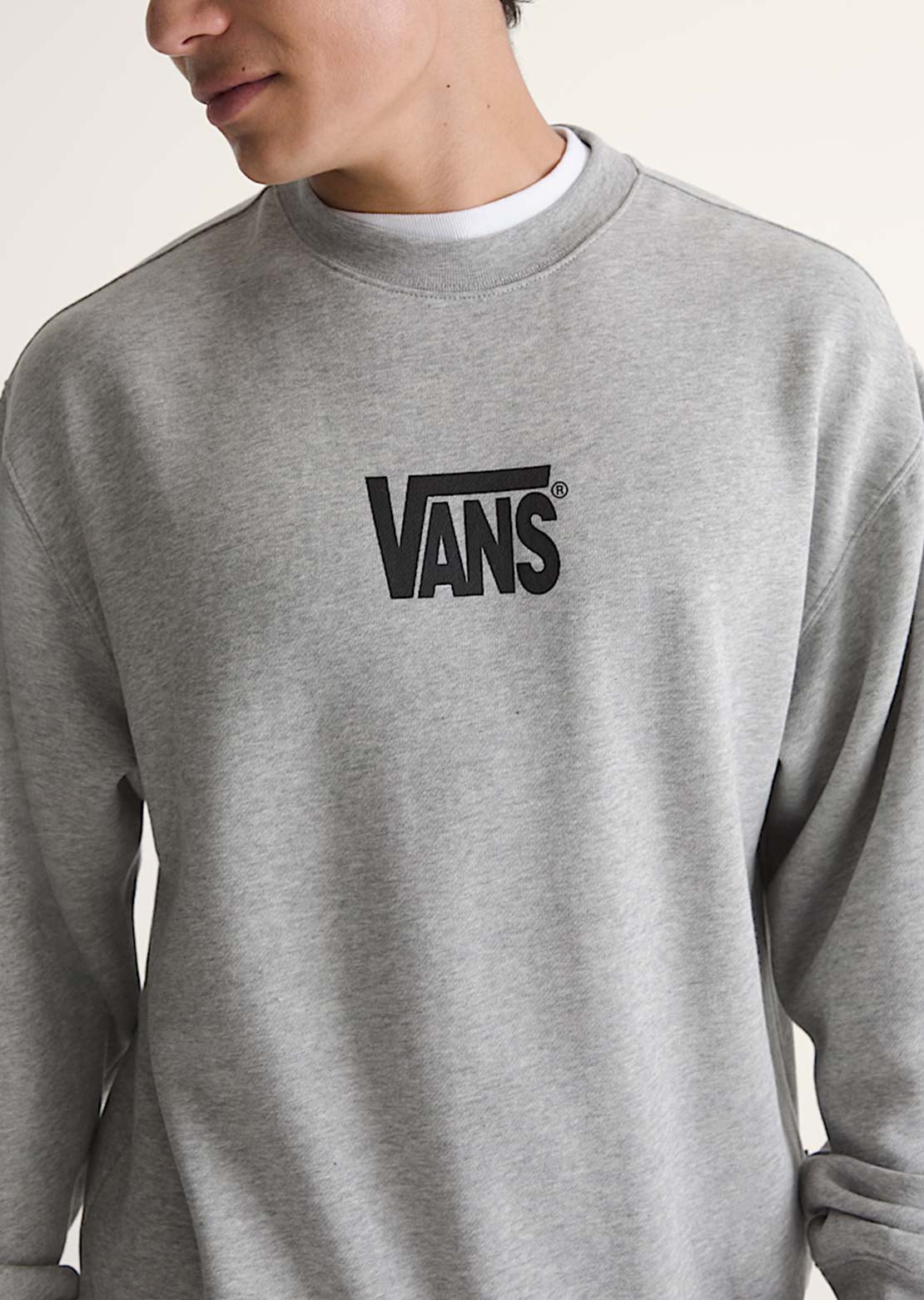 Vans Men's Stretch Logo Crewneck Sweatshirt Cement Heather
