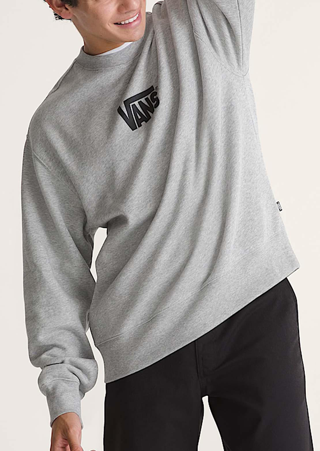 Vans Men's Stretch Logo Crewneck Sweatshirt Cement Heather
