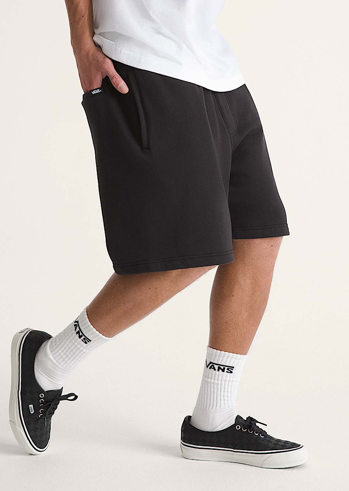 Vans Men's Stretch Logo Fleece Shorts Black/White