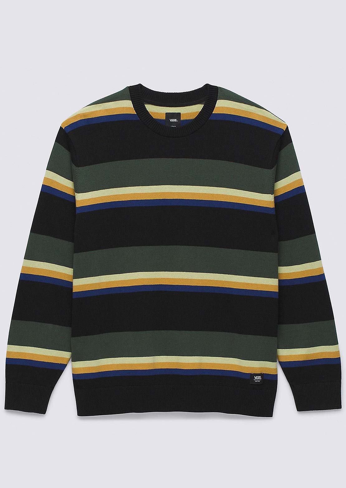 Vans Men's Tacuba Stripe Crew Sweater Black/Deep Forest