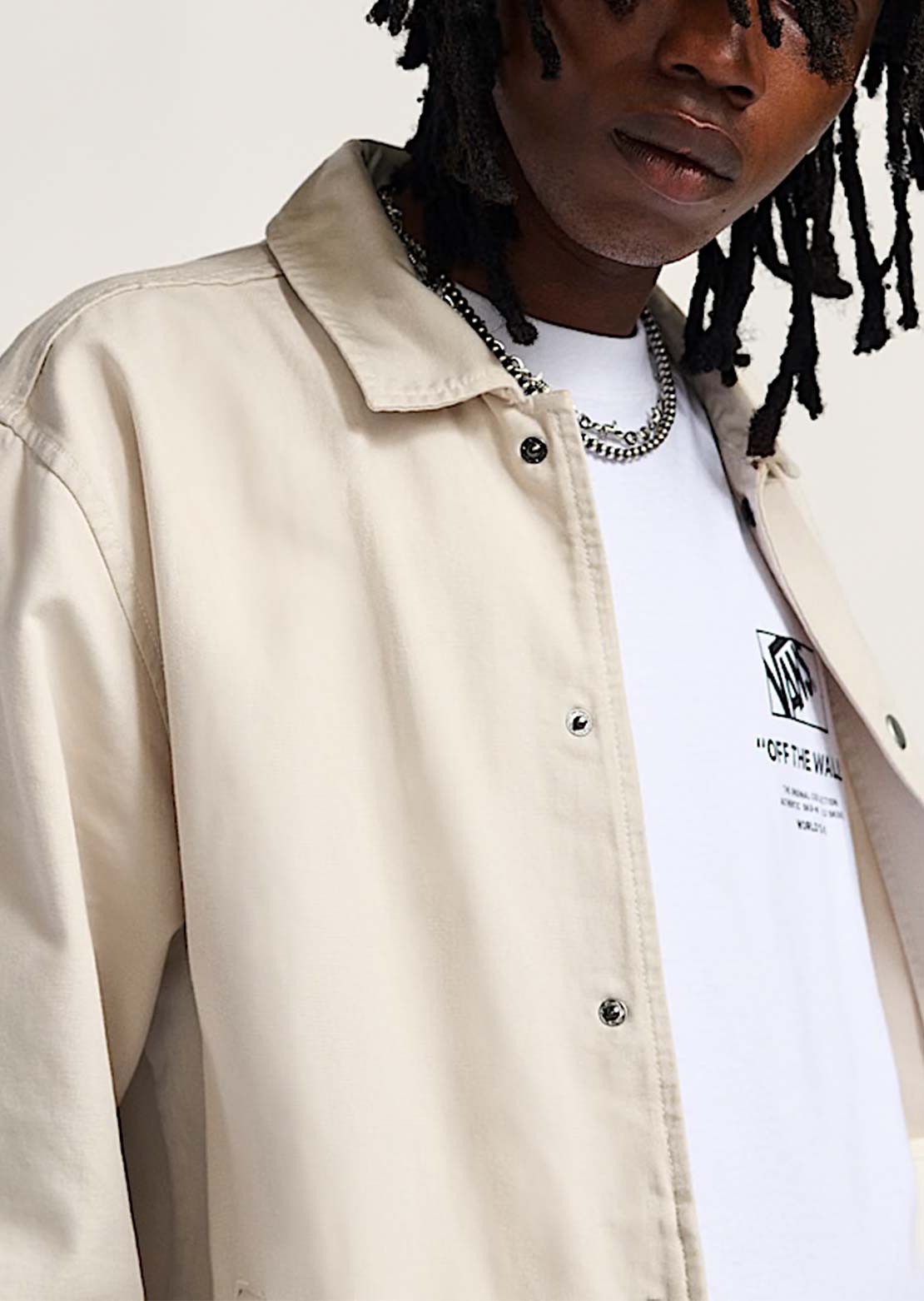 Vans Men's Torrey Canvas Coaches Jacket Taupe Mist