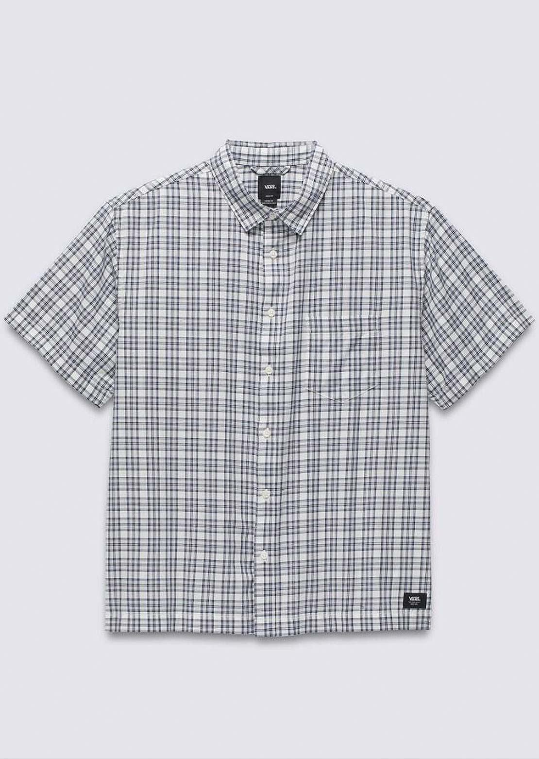 Vans Men's Wilshire Mini Plaid Button Up Shirt Marshmallow/Dress Blues