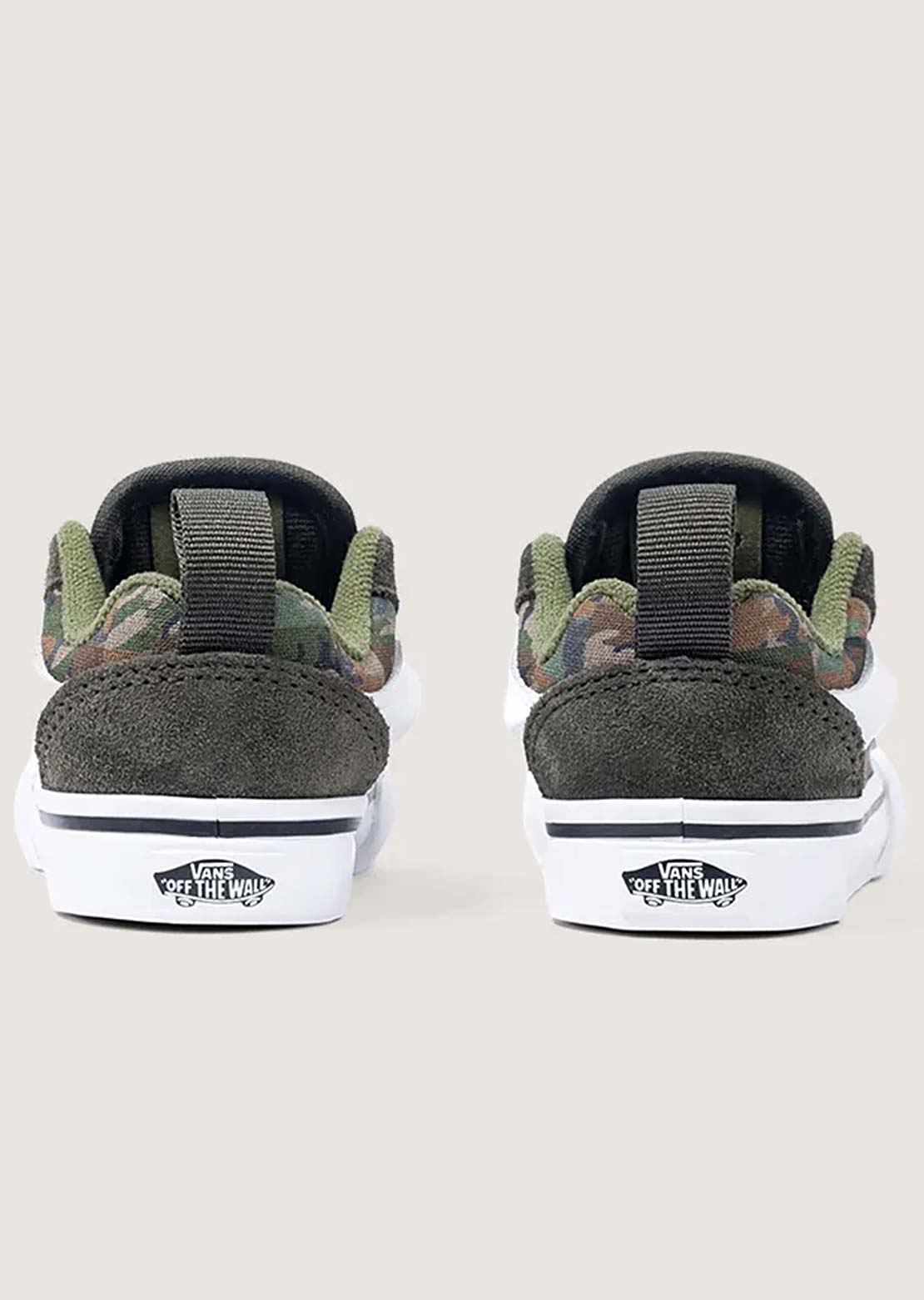 Vans Toddler Knu Skool Elastic Lace Shoes Check Camo Obsidian Fern/Green