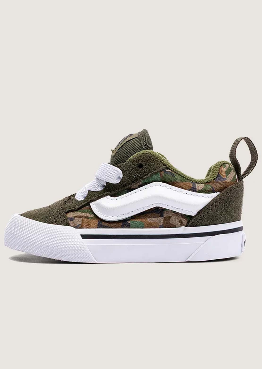 Vans Toddler Knu Skool Elastic Lace Shoes Check Camo Obsidian Fern/Green