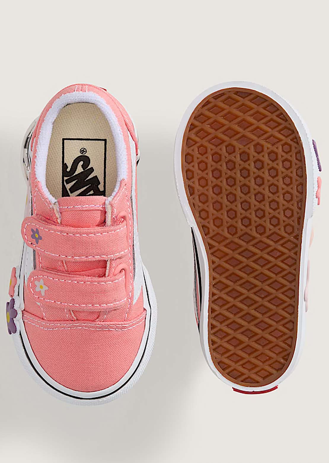 Vans Toddler Old Skool V Flower Shoes Sunset Blush Pink