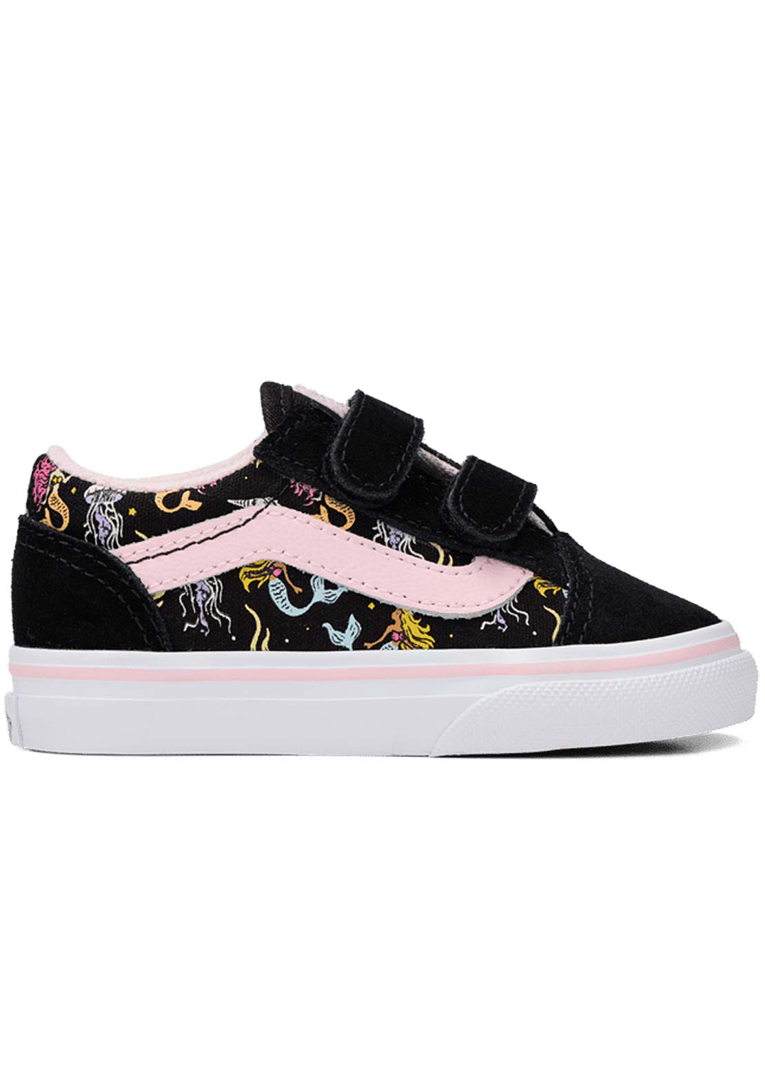 Vans Toddler Old Skool V Shoes Glow Mermaid Black Pastel Pink