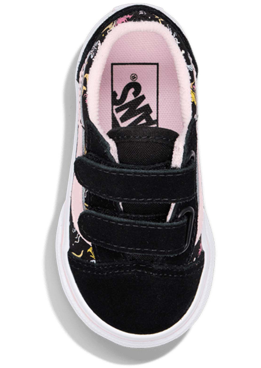 Vans Toddler Old Skool V Shoes Glow Mermaid Black Pastel Pink