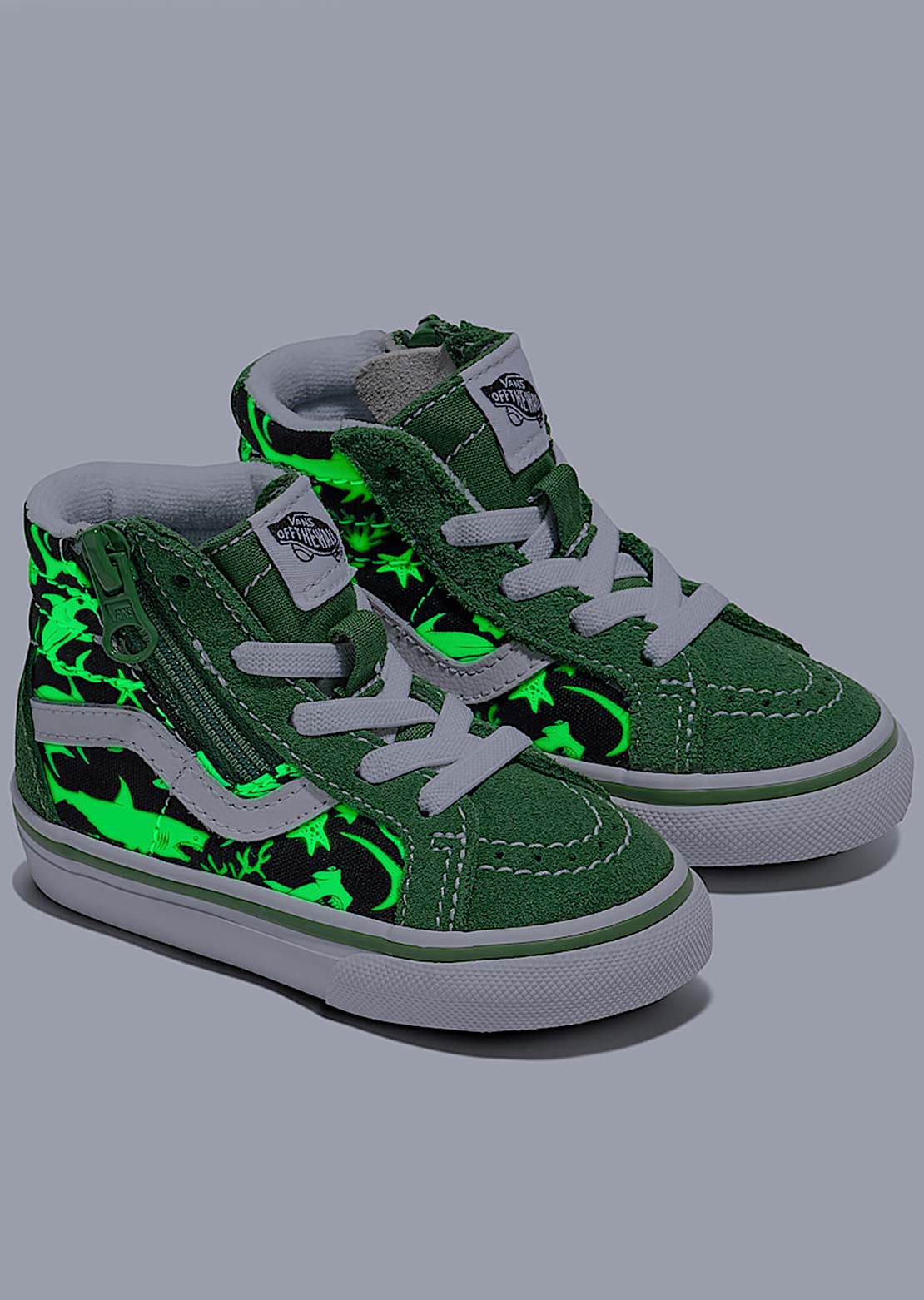 Vans Toddler Sk8-hi Reissue Side Zip Shoes Glow Sharks Green/Multi
